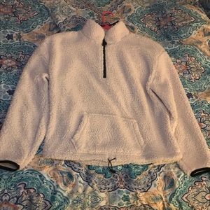 plus size white fleece pullover